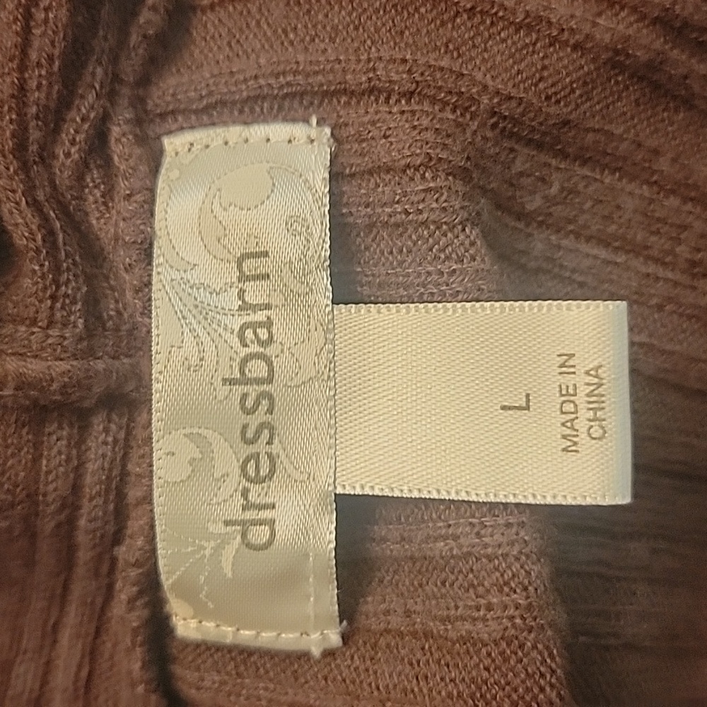 Dress Barn Chocolate Brown Sleeveless Long Cardigan, Size L. with pockets. - Picture 6 of 7